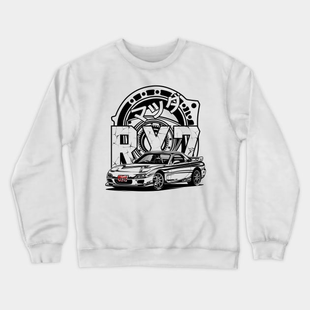 RX7 FD3S Rotary Engine Crewneck Sweatshirt by idrdesign